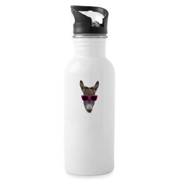 Summer Party Donkey Sunglasses - Water bottle with straw - white - Right