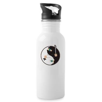 Yin Yang Ninja Day and Night - Gift Idea - Water bottle with straw - white - Right