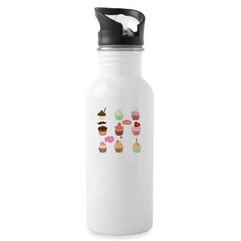 Cupcake - Trinkflasche mit integriertem Trinkhalm - Weiß - Rechts