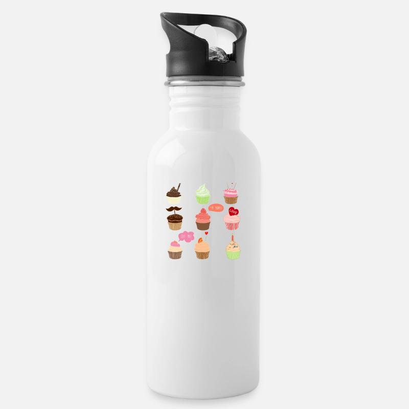 Cupcake - Trinkflasche mit integriertem Trinkhalm - Weiß