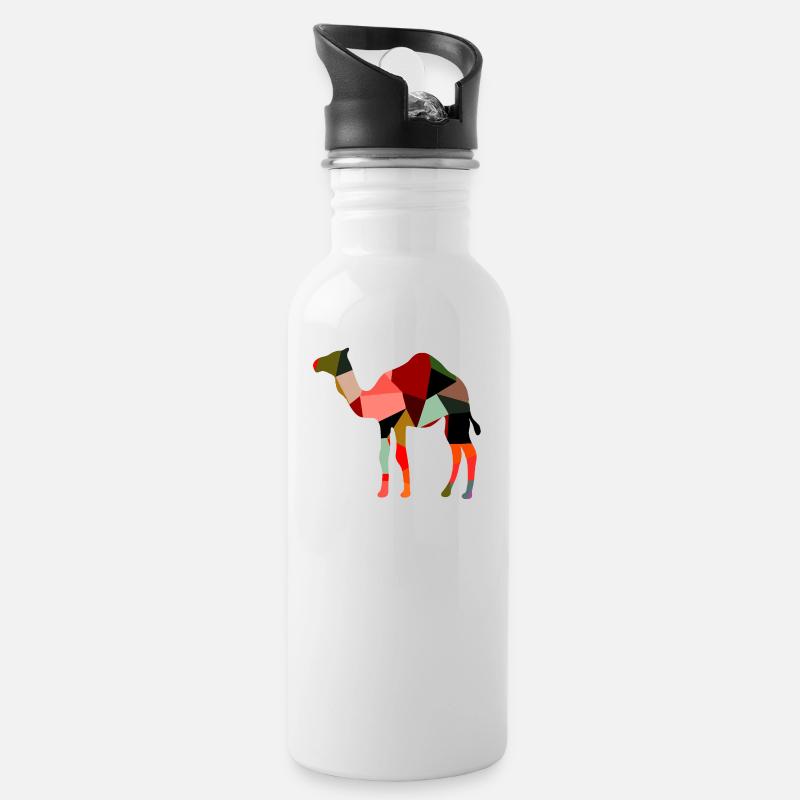 Kamel - Trinkflasche mit integriertem Trinkhalm - Weiß