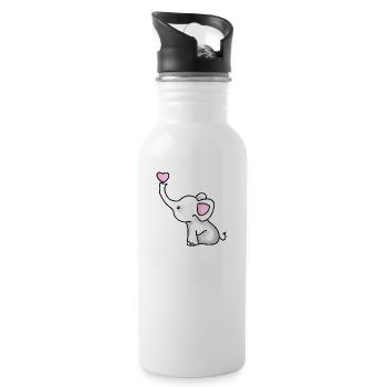 Elefanten Baby - Trinkflasche mit integriertem Trinkhalm - Weiß - Rechts