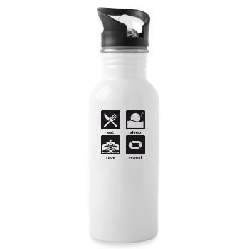 Rennfahrer Shirt F1 Rennen - Trinkflasche mit integriertem Trinkhalm - Weiß - Rechts