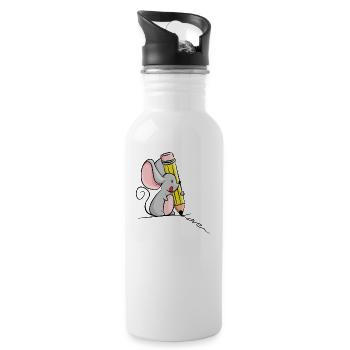 Souris au crayon écrit Love - Gourde avec paille intégrée - blanc - Droite