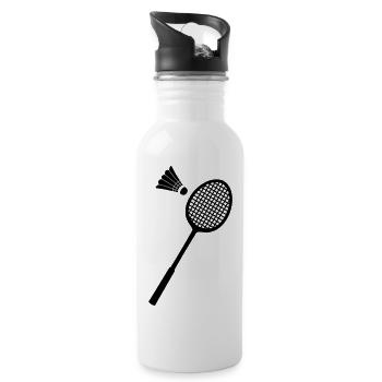 Badminton-Sport-Icon - Trinkflasche mit integriertem Trinkhalm - Weiß - Rechts