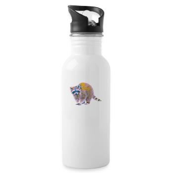 racoon - Water bottle with straw - white - Right