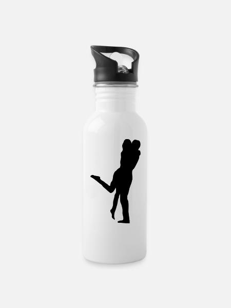 Kuss - Trinkflasche mit integriertem Trinkhalm - Weiß