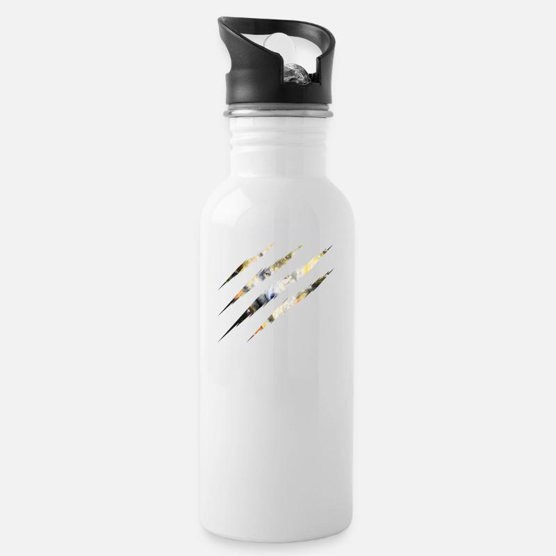 Wolf - Trinkflasche mit integriertem Trinkhalm - Weiß
