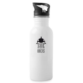 Save the orcas - Trinkflasche mit integriertem Trinkhalm - Weiß - Rechts