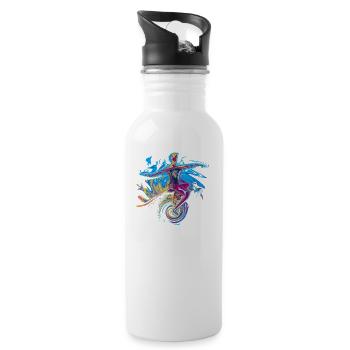 einrad - Trinkflasche mit integriertem Trinkhalm - Weiß - Rechts