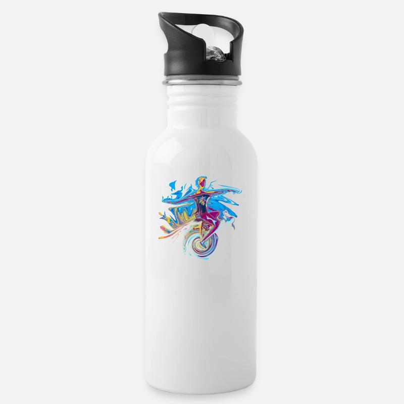 einrad - Trinkflasche mit integriertem Trinkhalm - Weiß