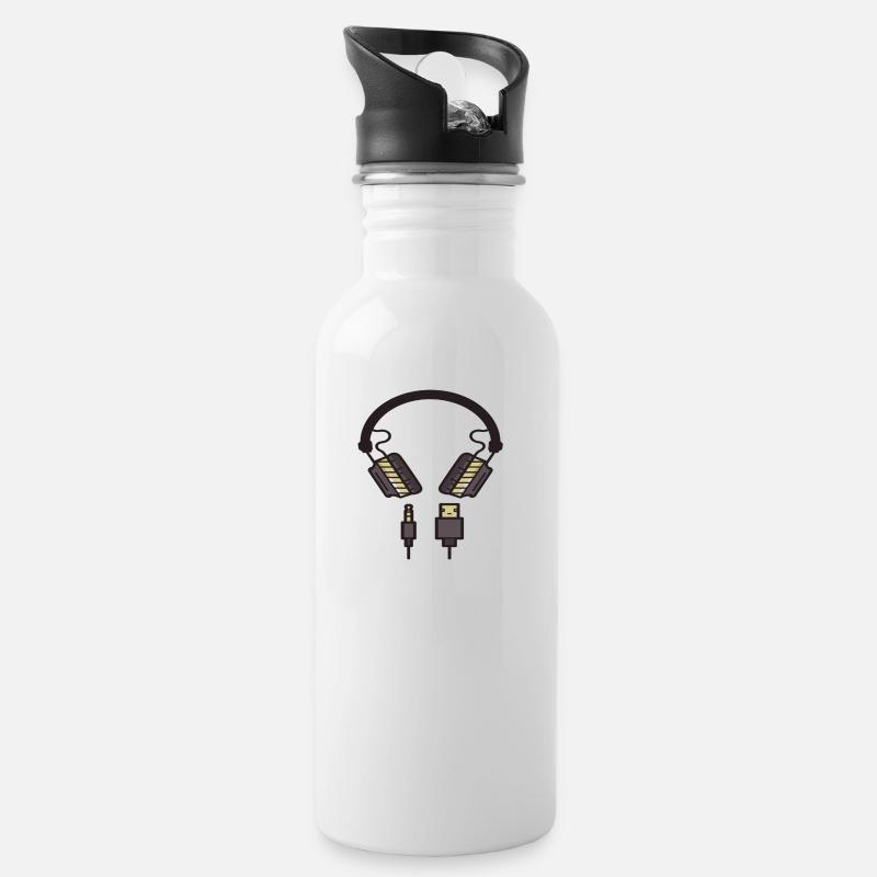 Love Music - Trinkflasche mit integriertem Trinkhalm - Weiß