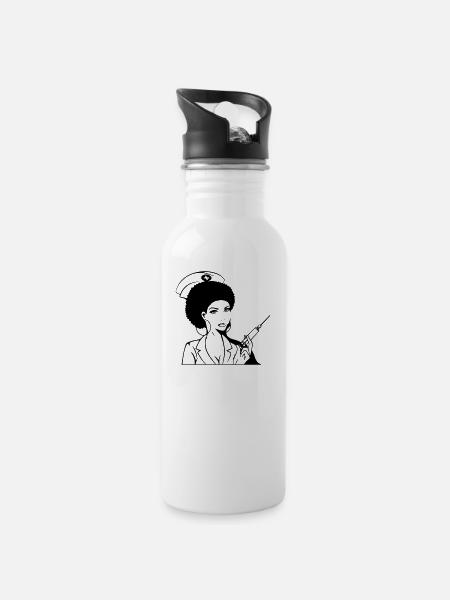 nurse - Water bottle with straw - white