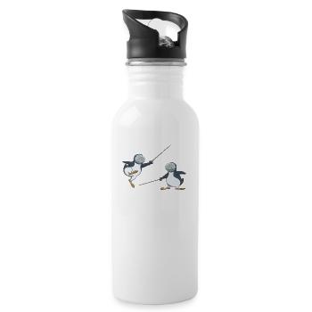 Fechten Treffer im Sprung Geschenk Idee - Trinkflasche mit integriertem Trinkhalm - Weiß - Rechts