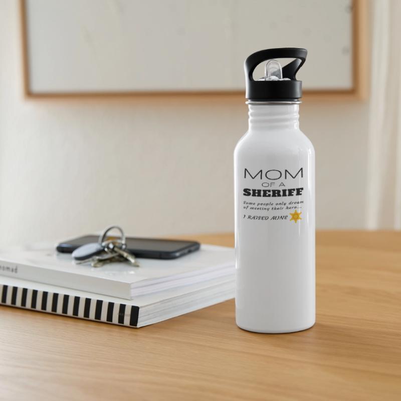 Stolze Mutter einer Sheriff-Mutter Geschenk mit Abzeichen Trinkflasche mit integriertem Trinkhalm