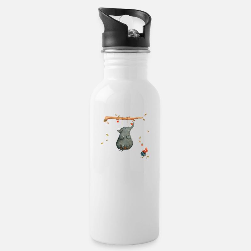schaukeln mit Eichhörnchen - Trinkflasche mit integriertem Trinkhalm - Weiß
