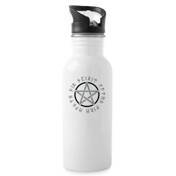 Pentagramm, Elemente, Runen, Magie, Symbol, Stern - Trinkflasche mit integriertem Trinkhalm - Weiß - Rechts