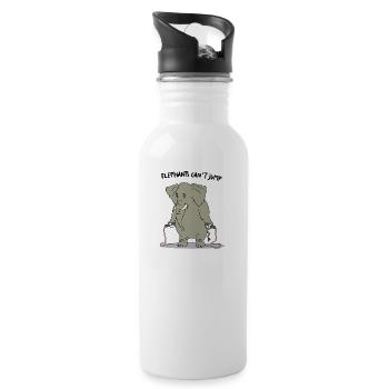 Lustiges Elefanten Können Nicht Springen Geschenk - Trinkflasche mit integriertem Trinkhalm - Weiß - Rechts