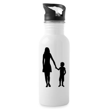 liebe sohn mutter muttertag mama und junge muttert - Trinkflasche mit integriertem Trinkhalm - Weiß - Rechts
