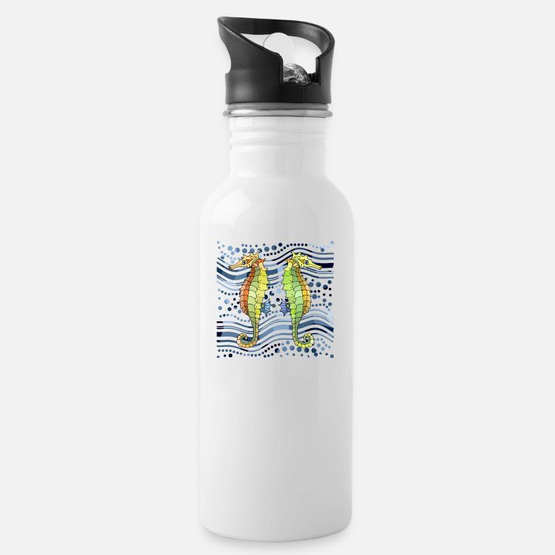 Hippocampes - Gourde avec paille intégrée - blanc