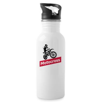 motocross dirt bike - Trinkflasche mit integriertem Trinkhalm - Weiß - Rechts