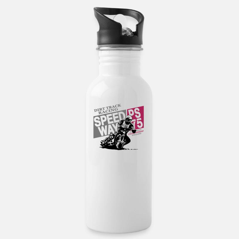 Speedway Racing - Water bottle with straw - white