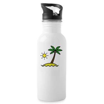 Palmen - Trinkflasche mit integriertem Trinkhalm - Weiß - Rechts