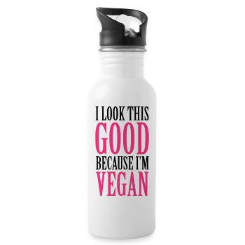 Vegan - Gourde avec paille intégrée - blanc - Droite