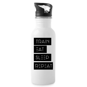 Train Eat sleep Repeat - Trinkflasche mit integriertem Trinkhalm - Weiß - Rechts