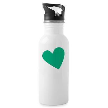Coeur vert - Gourde avec paille intégrée - blanc - Droite