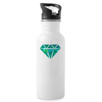 Diamond (Low Poly) - Water bottle with straw - white - Right