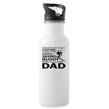 Skiing Buddy Mine Calls Me Dad - Trinkflasche mit integriertem Trinkhalm - Weiß - Rechts