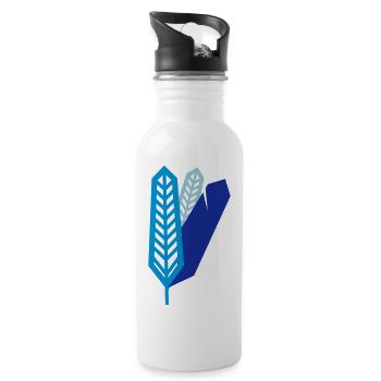Federn - Trinkflasche mit integriertem Trinkhalm - Weiß - Rechts