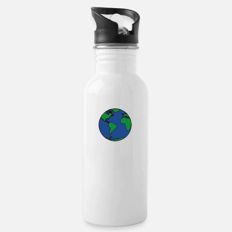 planet Earth - Water bottle with straw - white