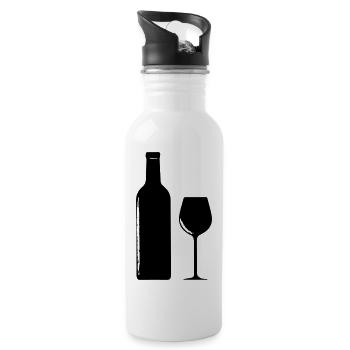 Wein Weinflasche Weinglas - Trinkflasche mit integriertem Trinkhalm - Weiß - Rechts
