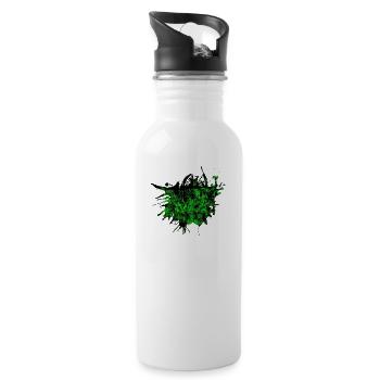 Lustiger Glitch Bug Farbfleck Splash Geschenk - Trinkflasche mit integriertem Trinkhalm - Weiß - Rechts
