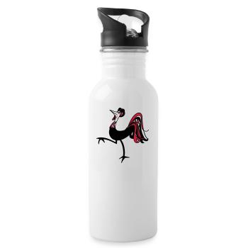 Hahn - Trinkflasche mit integriertem Trinkhalm - Weiß - Rechts