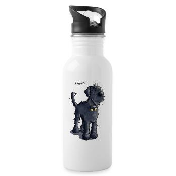 Riesenschnauzer Play - Schnauzer - Schwarz - Trinkflasche mit integriertem Trinkhalm - Weiß - Rechts