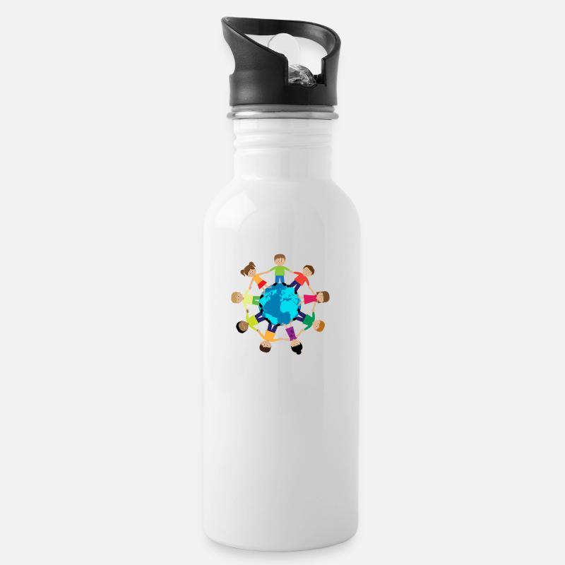 Kinder - Trinkflasche mit integriertem Trinkhalm - Weiß