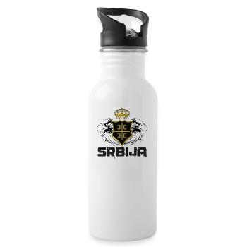 Srbija - Trinkflasche mit integriertem Trinkhalm - Weiß - Rechts