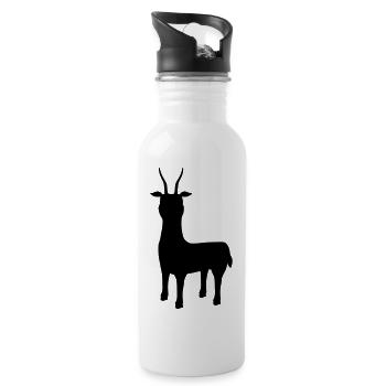silhouette Antilope Letschwe - Trinkflasche mit integriertem Trinkhalm - Weiß - Rechts