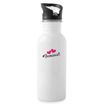 Feminist hashtag design feminist - Water bottle with straw - white - Right