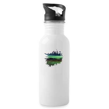 Nordpool Polarlicht Farbfleck - Trinkflasche mit integriertem Trinkhalm - Weiß - Rechts