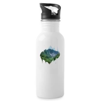 Regenwald Urwald Amazonas Farbfleck Geschenk - Trinkflasche mit integriertem Trinkhalm - Weiß - Rechts