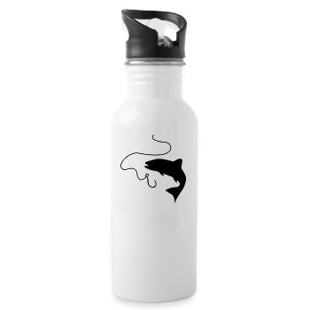 Fishing, fish and hook - Water bottle with straw - white - Right