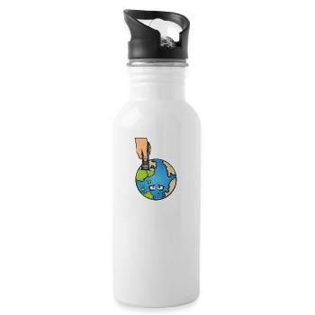 Green Planet - nature, climate change - Water bottle with straw - white - Right