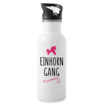 einhorn gang - Trinkflasche mit integriertem Trinkhalm - Weiß - Rechts
