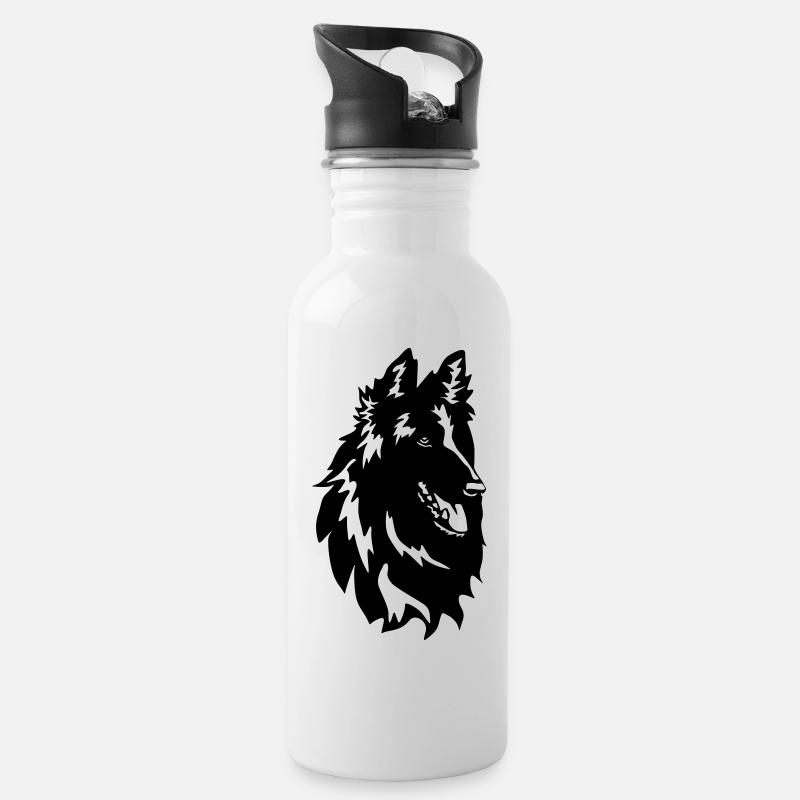 Tête de Groenendael - Gourde avec paille intégrée - blanc