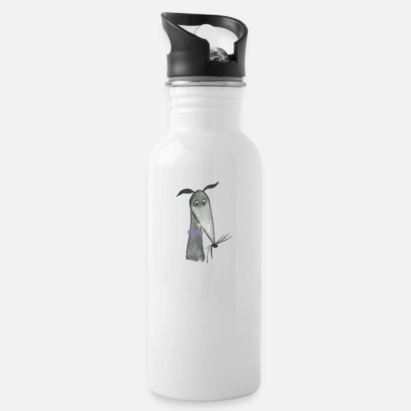 Greyhound black - Water bottle with straw - white