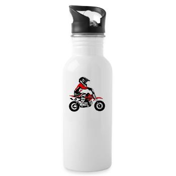 Kinder Motocross - KIDS MX - Trinkflasche mit integriertem Trinkhalm - Weiß - Rechts